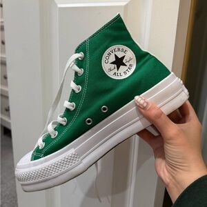 Green and White Platform Converse Women’s Size 9